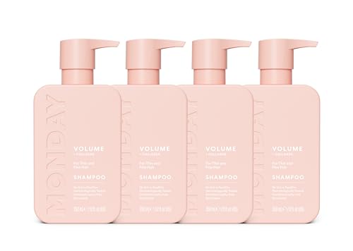 MONDAY Haircare 4 x 350 ml VOLUME Shampoo with Hydrolysed Collagen & Macadamia Oil for Thin Fine & Flat Hair