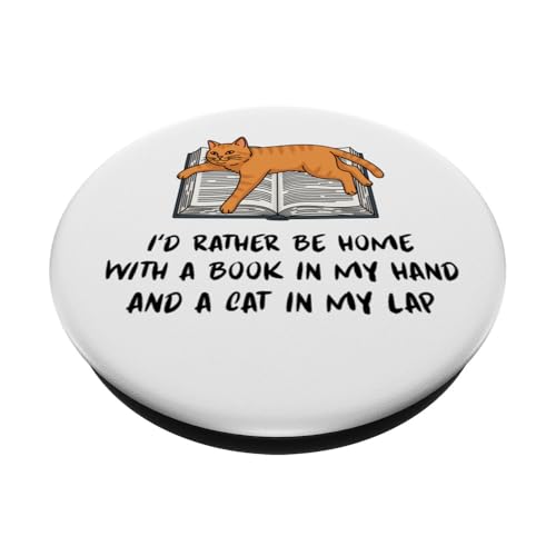 Cozy Cat & Book Lover - Introvert Homebody For Readers PopSockets Adhesive PopGrip