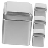 Parliky 4 Stück Teiliges Kleine Silberne Teedosen aus Mattem Weißblech Luftdicht Verschlossen Vielseitig für Tee Gewürze und Süßigkeiten Kompakt und Stilvoll für Küche und