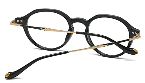 Image of Blue Light Blocking Glasses Men Women Computer Gaming Glasses Trendy Anti Eyestrain TR90 Lightweight Frame 09804 (Bright Black /Glod)