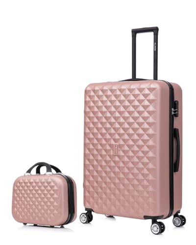 CELIMS - Valise Moyenne Taille avec Vanity | Valise de Voyage Moyenne + Trousse de Toilette | Taille Soute 20kg | Bagage 65cm | Rose Gold