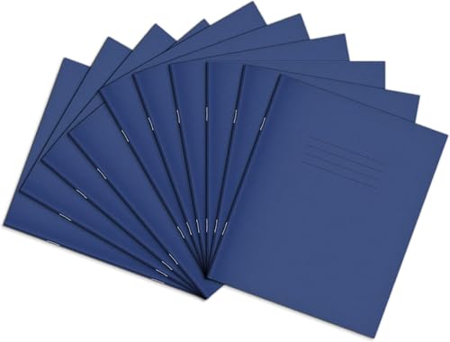 Rhino 8 x 6.5 Exercise Books 48-Page / 12mm Lined Paper Notebook 10-Pack Writing Book Office & School Stationery Supplies Dark Blue