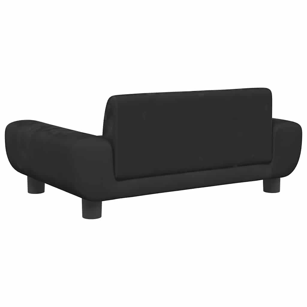 Sofa dziecięca czarna z aksamitu, 70 x 45 x 33 cm, z masywną ramą z drewna sosnowego, wyściełana pianką, stabilny mebel dla małych dzieci do pokoju dziecięcego, przytulne miejsce do zabawy