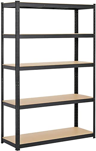 N.G. Niccolai - Nicco Shop - Scaffale Metallo 5 Ripiani In Mdf 90X40X180(H) Cm. (1, Nero)