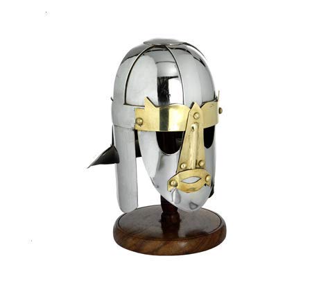 Nautical-Mart Mini Helmet Medieval Roman Greek Armor Helmet W/Wooden Stand (Mini Sutton Hoo Helmet)