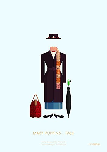 Memory Box Tribute Art Work Print (por Fred Birchal) of Mary Poppins 1964  Impreso en Papel de 300 g/m²  Póster con Marco y Soporte