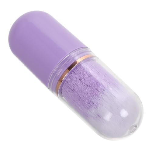 JOINPAYA Mini Brocha Retráctil para Rubor Portátil, Pincel para Maquillaje en Polvo y Líquido, Tamaño Pequeño en Color Púrpura con Tapa, Adecuado para Retoques y Viaje en Belleza Facial