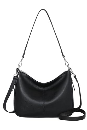 HESHE Leather Shoulder Bags for Women Hobo Handbag Crossbody Purse Ladies Bag Satchel Handbags and Purses(Black)