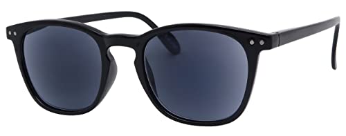 I-Sential Reading Sunglasses Black Flex Temples UV400 Black Lens Sun Readers Mens Womens Tinted Glasses & Case +1.50