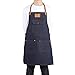 Yagosodee Fartuch kuchenny dżinsowy z kieszenią regulowany skórzany pasek fartuch do gotowania