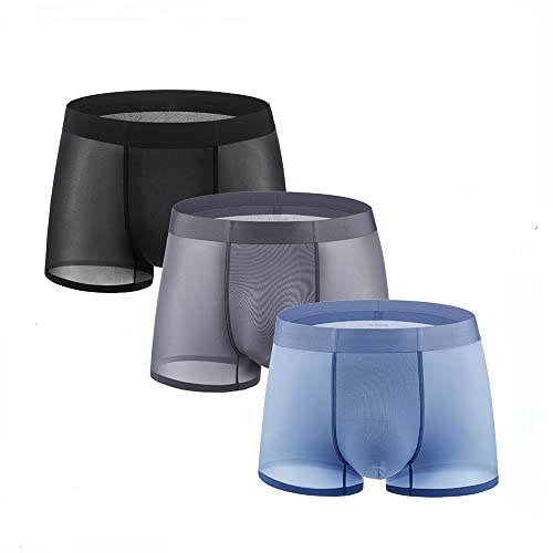 Mens Ice Silk Mesh Breathable Underwear,Sexy Panties Absorbent Soft 3D Ultra Thin Comfortable Men Boxer Briefs