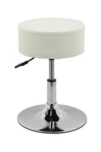 HNNHOME® Taburete giratorio para desayuno o cocina, altura ajustable, taburete de bar y tocador, taburete (blanco, piel sintética)