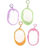 [AKOOSY] 4個 透明製フィギュア収納バッグ 点 防水防塵キーホルダー付き収納ポーチ 多用途ディスプレイバッグ