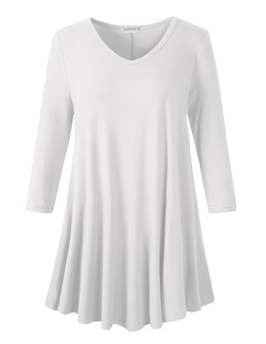 Image of LARACE Tunics 3 /4 Sleeve Plus Size Tops for Women V Neck Loose Fit Flowy Clothing for Leggings
