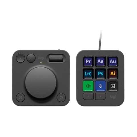 Logitech MX Creative Console - 9 Customizable LCD Keys, Control Dial for Graphic Design, Video Editing, Control Adobe, Zoom, Spotify and More - Graphite, with 3-Month Adobe Creative Cloud Membership Cover