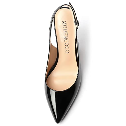 MODENCOCO Womens Evening Patent Sexy Party Buckle Slingback Pointed Toe Stiletto High Heel Pumps Shoes 4 Inch3