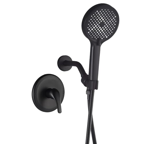 ZROKKUYT Modern Shower Head And Faucet Set Complete With Valve Shower Fixtures With 5.1 Inch High...