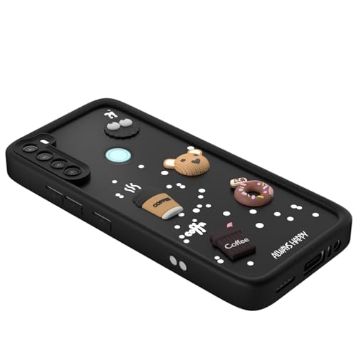 Image of Bintage Cute Fun Taddy| 3D Ball Bear| Donut| Coffee Rubber Case Camera Protection Back Cover Compatible for Redmi Note 8 - Black