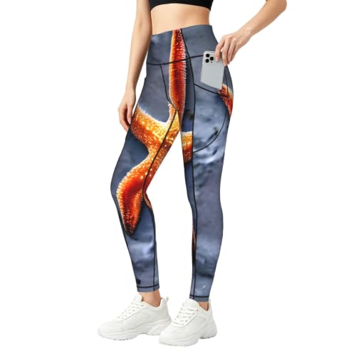 Leggings de playa para mujer EKPASVC con estampado de estrella de mar y top a juego