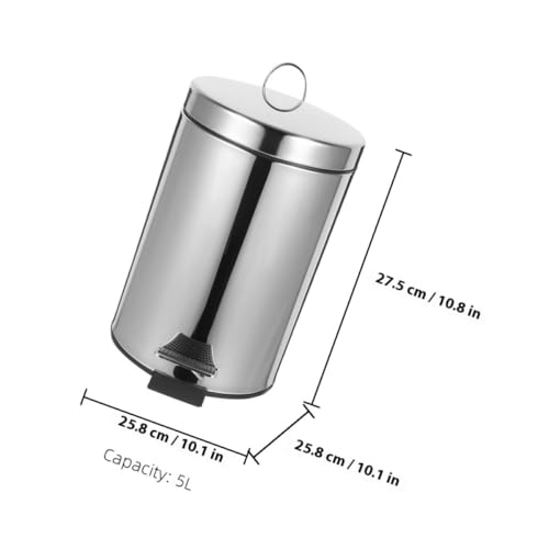 Papelera de pedal acero inoxidable 5L con tapa miniatura 2