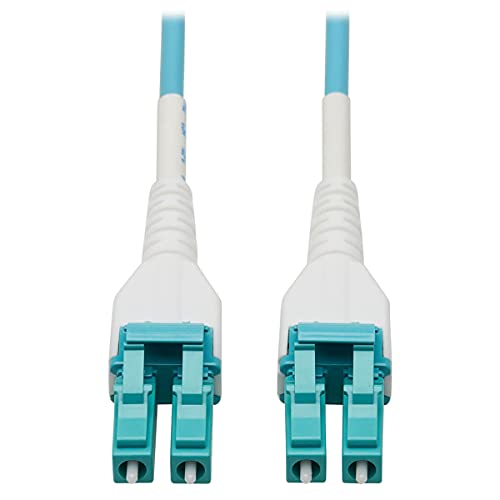 Tripp Lite Fiber Optic Cable 100 GbE, 164 feet / 50 Meter, Multimode Fiber, Duplex 50/125 OM4 LC/LC, LSZH, Armored Aqua (N821-50M-AQ-AR)