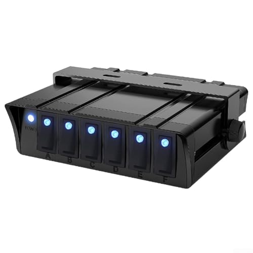 Panneau de commande 12V 40A noir à 6 interrupteurs à bascule