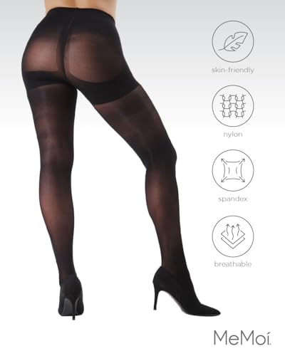 Image of MeMoi Semi-Opaque Tights, Comfortable and Lightweight Control Top Tights, 40 Deneir - Sizes Small to Q2