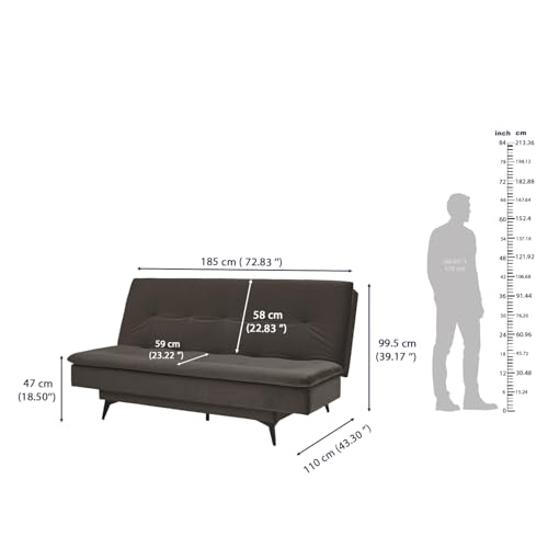 Image of Wakefit Flexia Sofa Cum Bed | 3 Yr Warranty | Convertible 3 Seater, Lightweight, Space Saving Design, Perfect for Home, Living Room | Double Bed | Sofa, Lounger & Bed in One | Velvet Stone
