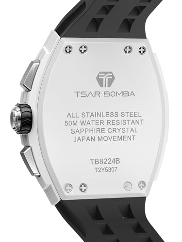 Image of Tsar Bomba Mens Watches Quartz Wristwatch for Men Waterproof 50M Analog Luxury Tonneau Chronograph Calendar Date Men's Dress Business Work Watch Gift for Men