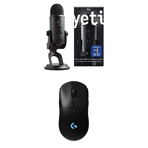 Blue Yeti Microphone USB Professionnel Pour Enregistrement, Streaming+G Pro Souris Gamer Sans Fil, Capteur Gaming Hero 25K+StreamCam : Webcam pour Streaming Youtube et Twitch