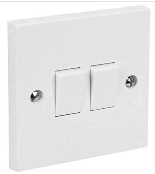 2 Gang 2 Way Electric Wall Light Switch White Rocker Standard Square 10 Amp. (2 Gang - 2 Way - 10A)