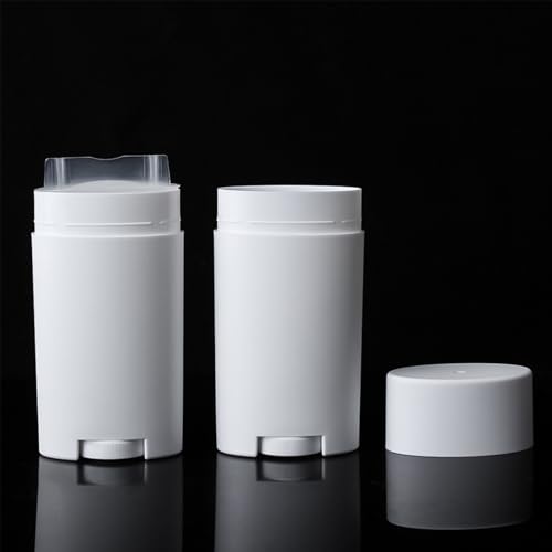 Sxminer 10 Pack 2.5 oz Empty Deodorant Containers 75ml White Oval Twist-Up Refillable Tubes Bottom Filling Plastic BPA-Free for DIY Deodorant Stick Lotion Bar Solid Lotion Balm4
