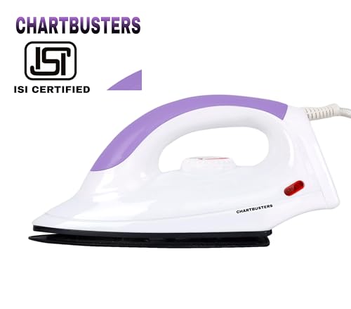 Image of CHARTBUSTERS Dry Iron | IS 302 ISI Certified | Adjustable Temperature Control | Non-Stick Coated Soleplate | Shock Proof Body | 1000W Fast Heating | by 99 Drops Oasis
