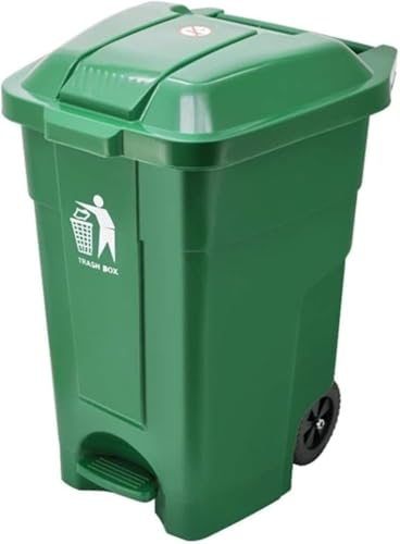 EZweekend ペダル式ゴミ箱、プラスチック製多機能ホテルゴミ箱、車輪付き、レストラン屋外 (グリーン,70L)