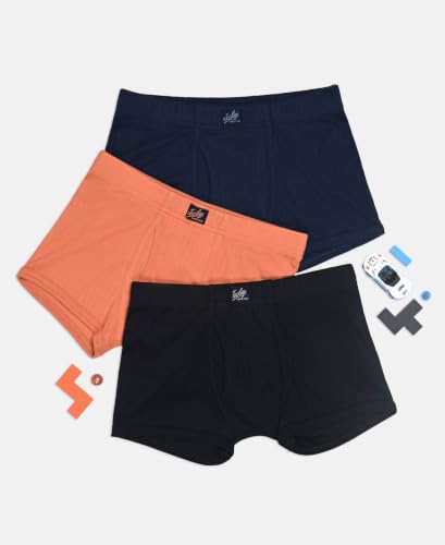 Image of Jockey 3036 Boys Super Combed Cotton Rib Fabric Solid Trunk with Front Open Fly and Ultrasoft Waistband (Pack of 3, Colors & Prints May Vary)