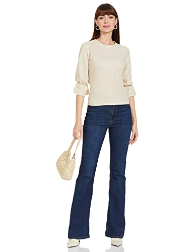Image of Max Women Printed Round Neck Sweater Regular Fit Top