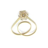 Trimming Shop Dehnbarer Taillengürtel für Damen mit Kristall-Diamante-Blumenschnalle für Damen-Stretch und ausziehbares Taillenband-Modeaccessoire, Gold, 68 cm