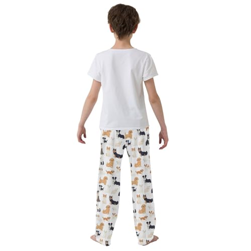 Pajama Bottoms, Cartoon Style Puppy Pajamas Pant Lounge Wear Sleep Long Pants Casual Sleepwear Pjs3