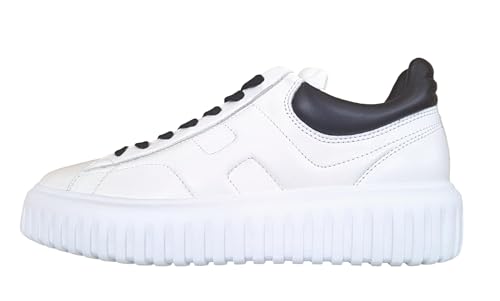 Hogan scarpe uomo sneaker H-stripes in pelle HXM6450FC60LE90001 nero-bianco