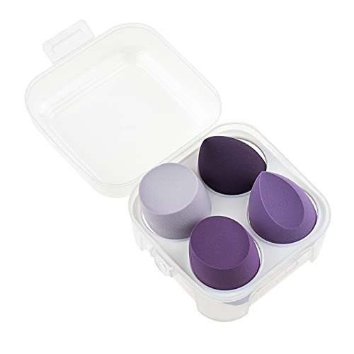 Makeup Sponge, 4pcs Makeup Sponge Blender Set,Latex-Free Vegan Sponges with a Storage Case (Purple)