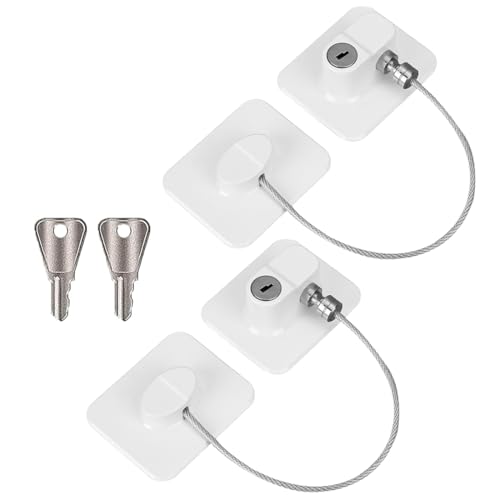 OUDQFCJ 2 pezzi Lucchetto Frigorifero con Chiave, Chiusure Sicurezza Bambini, Lucchetto Armadio, Blocco Frigo Cassetto Armadi, Blocca Cassetti Bambini, Chiusura Cassetti Bambini (bianco)