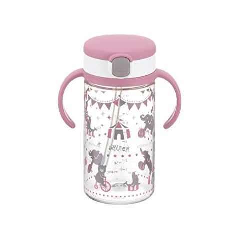Richell Aqulea Outing Straw Mug 320ml Pink Cover
