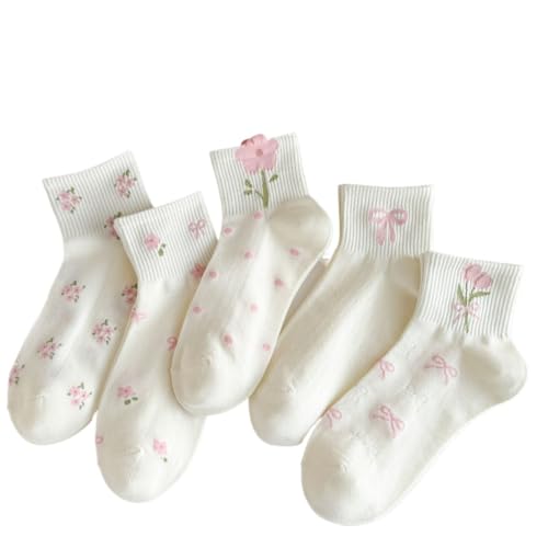 Coquette Bow Socks Summer Cotton Floral Ankle Breathable Cute Athletic Running Low Cut Socks