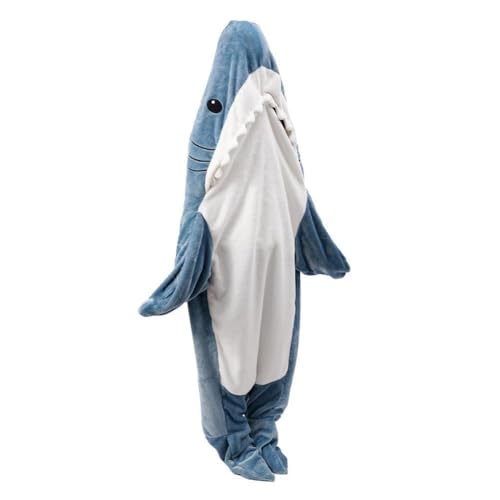 JABALUX Couverture de Requin à Capuche for Femmes, Kigurumi for Hommes, avec Manches, Couverture de Requin Portable, Pyjama Doux (XL)
