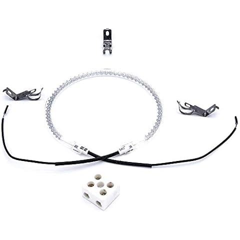 Universal Halogen Oven Cooker Heating Element Bulb with 3X Clips & Ceramic Connector (1200/1400w)-22CM LEADS-S4U® Cover