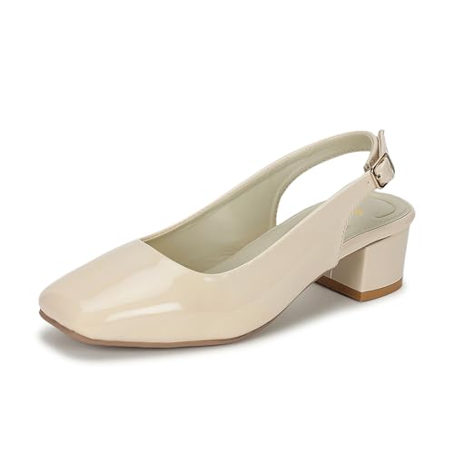 Image of Marc Loire Women Square Toe Solid Block Heel Pumps for Office, Party and Formal Wear