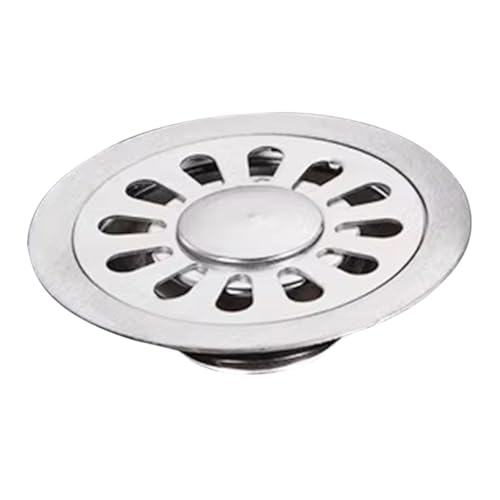 IWOWHERO Colador de Drenaje de Acero Inoxidable 10 Cm Redondo Sellado Antipolvo y Recogedor de Pelo para Baño, Cocina y Ducha, Accesorio Práctico para Evitar Obstrucciones
