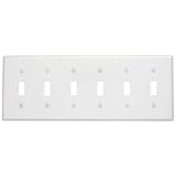 Leviton 6-Gang Toggle Switch Wallplate, Standard Size, Thermoset, 88036