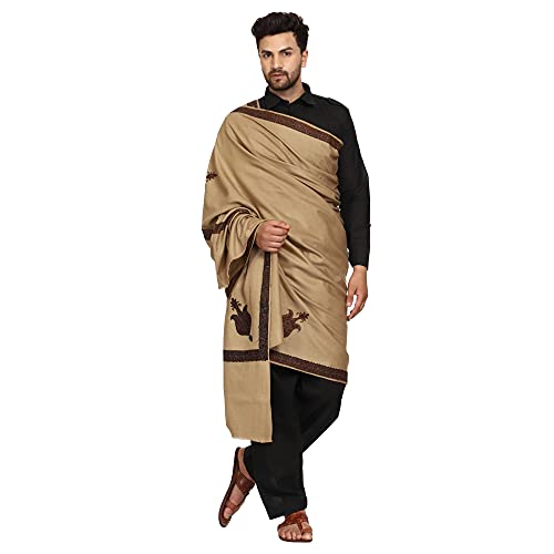 Image of SWI WITH LABEL Men's Kashmiri Embroidered Wool Shawl