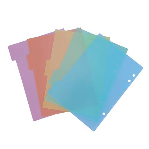TOYMYTOY A5 Binder Index Dividers PVC Colored Insertable Index Page Tab for Notebook 10 Sheets,5 Colors
